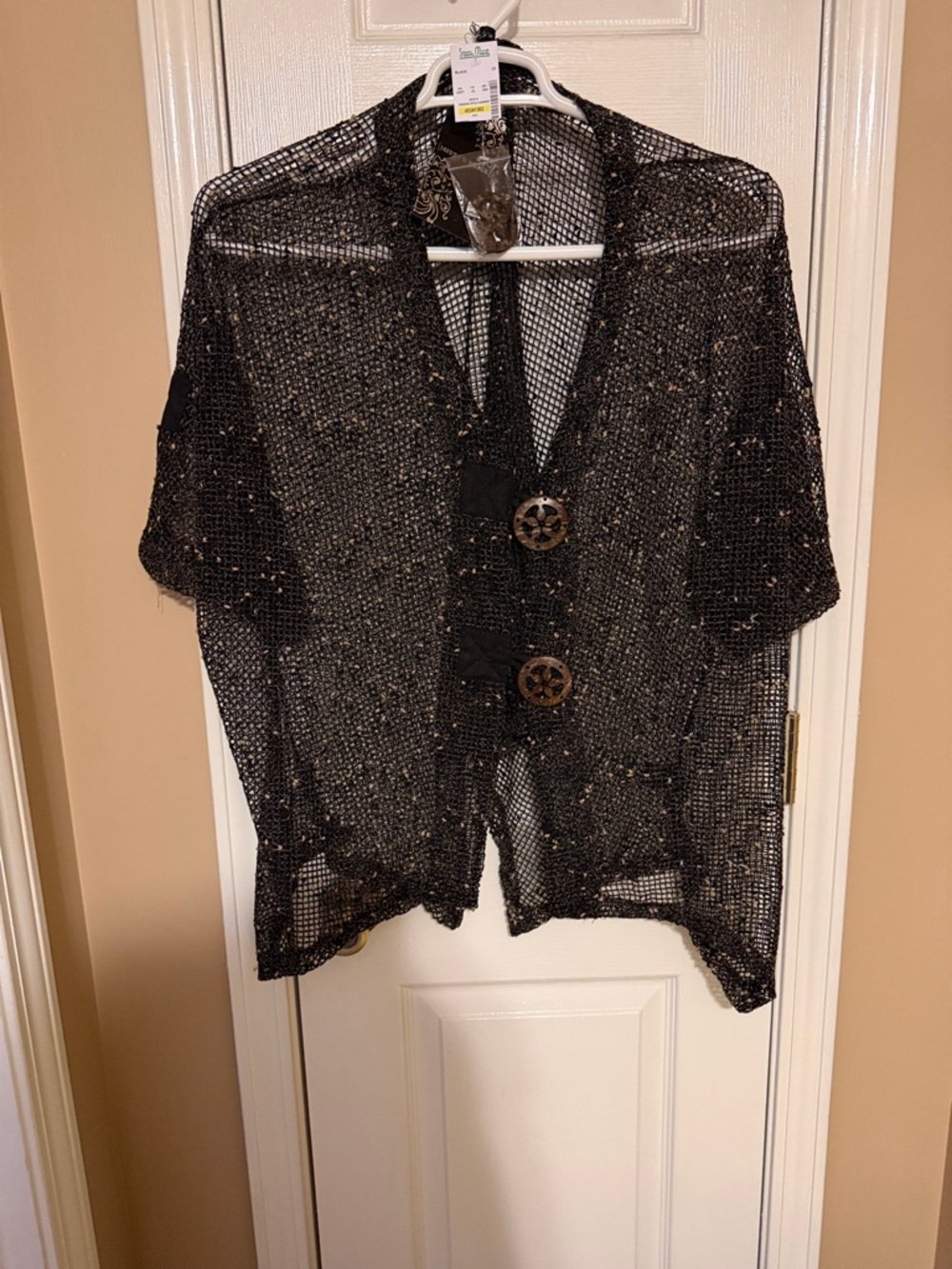 UnbrandedSheer Black Kimono Cover-Up & Mirror Image Metallic fishnet Cardigan - Picture 2 of 7
